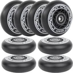 Pacote com 8 rodas de skate em linha de 68 mm para ambientes externos com fórmula de asfalto, lâminas agressivas, rodas de substituição de hóquei com rolamentos ABEC-9 e espaçadores flutuantes
