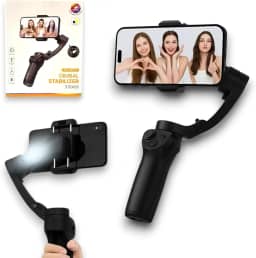 Estabilizador Celular Gimbal PEI M01 Suporte para Smartphone 3 Eixos, I.A., Rastreamento Facial, LED, Timelapse, Controle por Gestos, Tripe, Compatível iPhone, Android; (Preto)