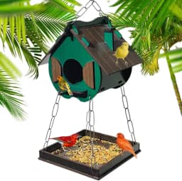 Comedouro Tratador Pássaros Livres Casinha De Passarinho Mdf (Verde)