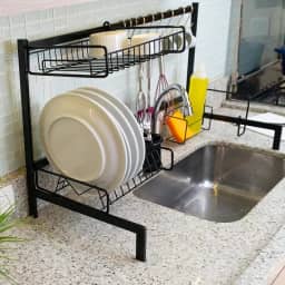 Cozinha Auto Sustentável Suspensa Modular Escorredor de Pia Sem furos 20 Peças Aço DiCarlo (Preto)