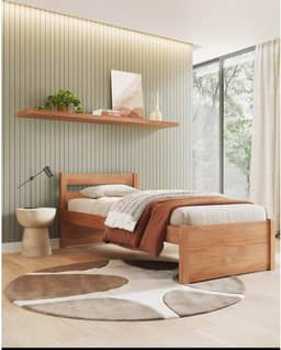 Cama Solteiro em Madeira Maciça 0,90x190cm Unique Yescasa Amendoa