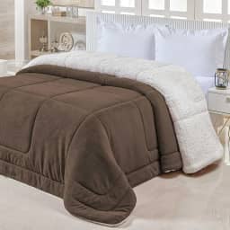 Cobedrom Casal Queen Sherpa Edredom Pele de Carneiro Cobertor Dupla Face (Marrom)