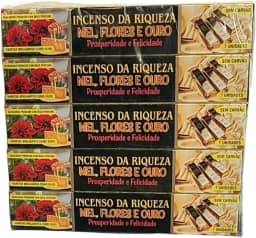 Incenso da Riqueza Mel Flores e Ouro - Prosperidade e Felicidade 3cxs.7v