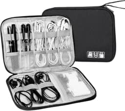 Bolsa Organizadora Portátil para Cabos e Acessórios Eletrônicos, Estojo Multifuncional de Viagem Loja Estliny (Preto)