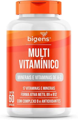 Multivitamínico A-Z - 17 Vitaminas e Minerais com Complexo B e Antioxidantes, 60 Cápsulas, Bigens (Unidade)