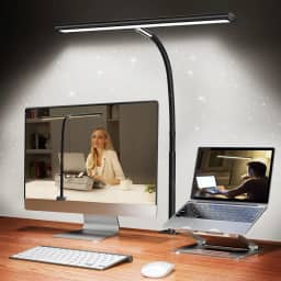 Luminaria de Mesa LED para Escritório e Casa, 5 Cores de Luz, 10 Níveis de Escurecimento, Proteção para os Olhos Luminária de Mesa, Adequada para Leitura, Estudo, Bancada de Trabalho (Preta)