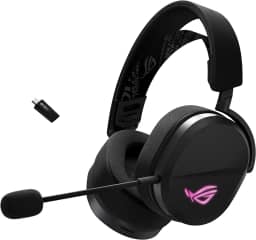 ASUS ROG Pelta Fone de ouvido sem fio para jogos (BT, ROG SpeedNova 2,4 GHz, USB-C, leve 309 g, drivers ROG banhados a titânio de 50 mm, microfone super-banda larga de 10 mm, RGB, bateria 70HR, para