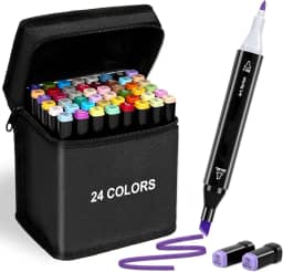 Canetas Coloridas Canetinhas Marcador TOUCH Kit Profissional Premium Desenho Conjunto 24,36,48,60,80,120 Cores Canetinha Colorida Ponta Dupla Permanente Colorir Escolar Artistico Duas Pontas (24)