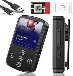 MP3 Music Player MP3 Player Bluetooth Música Digital Portátil Bluetooth FM Som sem Perdas HiFi Suporte TF Card de Até 128 GB Preto(Função de clipe traseiro)-FBA GN-641