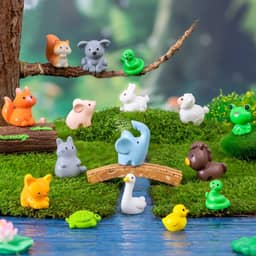 Conjunto de 30 miniaturas de animais pequenos de resina, 15 espécies para jardim de fadas, artesanato, decoração de casa, acessórios de paisagem, estilos aleatórios