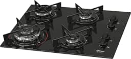 FISCHER COOKTOP À GÁS 4 BOCAS TRIPLA CHAMA FIT LINE MESA VIDRO PRETO BIVOLT - 26299-57078