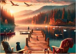 Rocorose Quebra-Cabeça De 1000 Peças Para Adultos, Cenário Pôr Do Sol À Beira Lago, Cabana, Paisagem Natural, Presente Desafiador A Família, Noites Jogos Perfeitas