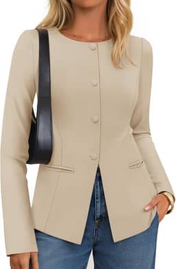 Blazers femininos casuais para negócios, outono, manga comprida, botões, jaquetas, roupas de trabalho para escritório, blazer ajustado, roupas 2025