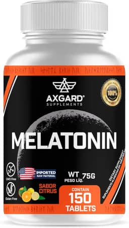 Melatonin - Melatonina - 150 Tabletes - Importada - Sabor suave Citrus Laranja com Acerola- Axgard Supplements