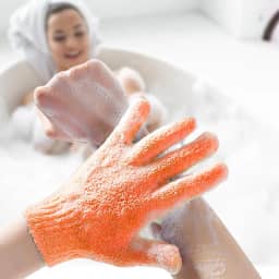 Luvas esfoliantes duplas para spa massagem corporal acessórios de banho (tangerina)
