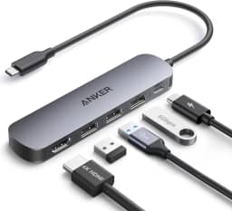 Anker Hub USB-C(5 em 1), HDMI 4K@30Hz com Entrega de Energia Máxima de 100W, Portas de Dados USB-C e USB-A, Compacto e Estiloso para MacBook, Dell XPS e mais (Carregador Não Incluído)