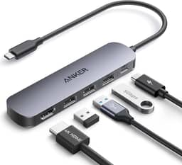 Anker Hub USB-C(5 em 1), HDMI 4K@30Hz com Entrega de Energia Máxima de 100W, Portas de Dados USB-C e USB-A, Compacto e Estiloso para MacBook, Dell XPS e mais (Carregador Não Incluído)