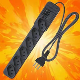 Extensão Régua Filtro De Linha Protetor Energia Elétrica 6 Tomadas Fiolux Powerlink 127 220 (1 Metro Preto)