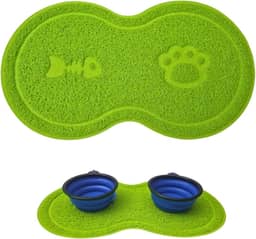 Tapete Pet em PVC, Jogo Americano, Tapete Pet para Comedouro e Bebedouro, Caixa de Areia, Gatos e Cachorros, Limpeza e Organização, Fácil Limpar e Higienizar. 46x25cm (Verde, Único)