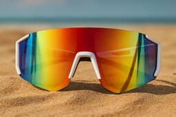 Óculos Esportivo Beach Tennis Ciclismo Pescaria Volei Praia Esqui Surf Lente Panoramica Proteção UV400 Espelhada Armação Em Acetato Unissex Branco Laranja