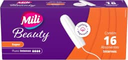 Mili Beauty Absorvente Interno Super, Fluxo Intenso, Uso Interno, 16 Unidades