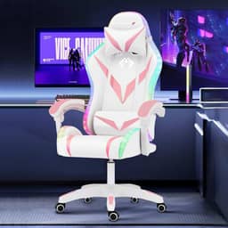 Cadeira Gamer RGB Python Fly com Iluminação Decorativa, Encosto Reclinável, Design Ergonômico para Escritório e Jogos (Rosa)