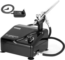 TIMBERTECH Kit De Aerógrafo Profissional Com Compressor Multifuncional As-207K, Dupla Ação Para Tatuagem, Modelagem Artística, Decoração Bolos, Pintura Unhas E Design Automotivo