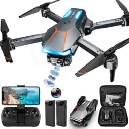 Drone com câmera, drone dobrável FPV 1080p com retenção de altitude estável, controle de gravidade, voo de trajetória, lente ajustável de 90°, decolagem de uma tecla, 2 baterias, drones para adultos e