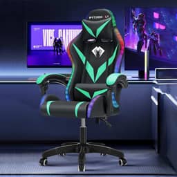 Cadeira Gamer RGB Python Fly com Iluminação Decorativa, Encosto Reclinável, Design Ergonômico para Escritório e Jogos (Verde)