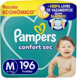 Fralda Pampers Confort Sec M 196 Unidades, Pampers