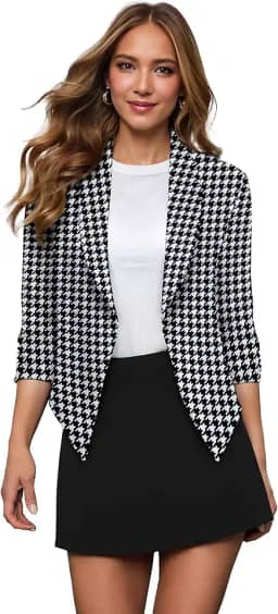 Blazer feminino híbrido, casual, para trabalho, escritório, cardigã com frente aberta, xale e lapela com ombreiras removíveis, feito nos EUA