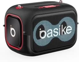 Caixa de Som Bluetooth Basike, Caixinha de Som Potente, IPX5, 6 Horas de Bateria, Rádio FM, Entrada AUX/USB/TF, Carregamento Tipo-C (preto)