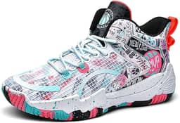 Bolognifi Tênis masculino de basquete de cano alto, antiderrapante e respirável para esportes ao ar livre, calçado de treinamento fitness acolchoado Presente (Color : Black, Size : 6.5 Women/4.5 Men