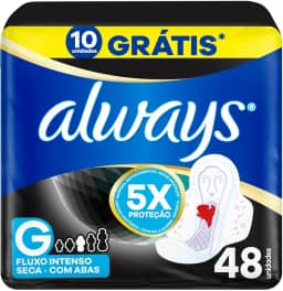 Always Noturno Seca, Absorvente Tamanho G, 48 Unidades