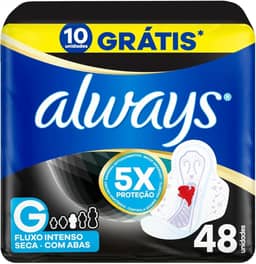 Always Noturno Seca, Absorvente Tamanho G, 48 Unidades