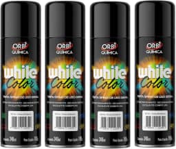 Kit 4 Tinta Spray 340ml Uso Geral Diversas Cores Automotivo (Preto Brilhante)