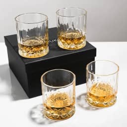 SIYOUKI Conjunto de copos Crystal Whisky 325 ml, Old Fashioned Rocks Barware Lowball Vidro para Bourbon, Whisky escocês, coquetéis, conhaque, bebidas alcoólicas, presente masculino (pacote com 4)