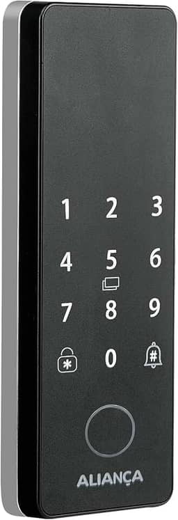 Fechadura Digital Iris Plus sobrepor para Porta de Madeira Preto Fosco Aliança