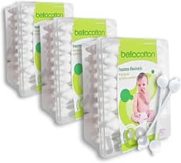 Hastes Flexíveis Cotonete Bebe Bastonetes Bellacotton Caixa C/ 150unidades (3 pacote c/ 50uni)