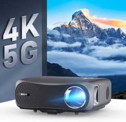 Projetor 4K Smart visível à luz do dia 5G WiFi Bluetooth, 1500 ANSI Lumen nativo 1080P HD projetor de filmes ao ar livre, Android TV projetores sem fios com aplicações 4D Keystone, zoom