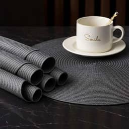 Kit 6 Peças Jogo Americano Redondo 38cm Mesa Posta Elegante Souplast Jantar Cozinha Café da Manhã Decoração Lanches (GRAFFITE 6UND)
