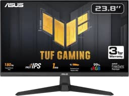 Monitor para jogos ASUS TUF Gaming VG249Q3A de 24” (23,8” visíveis), 1080p, Full HD, 180 Hz, IPS rápido, ELMB, 1 ms, FreeSync Premium, alto-falantes, overdrive variável, 99% sRGB, DisplayPort, HDMI
