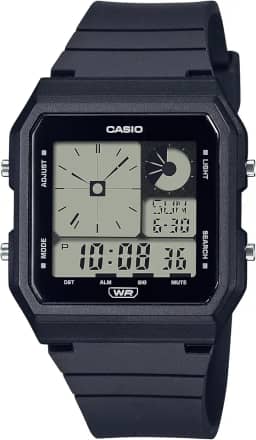 Casio LF20W Série G-Shock | Relógio digital unissex | Preto | WR | Cronômetro 1/100 SEC | Hora mundial | Luz LED | Calendário automático completo | Horário regular (HR, min, SEC, PM, data, dia) |