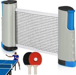 150 * 14 cm Kit Tenis de Mesa, Rede Ping Pong com 2 Raquetes, 3 Bolas e Suporte, Kit Ping Pong Profissional Raquete, Raquete Tenis de Mesa