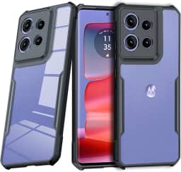 Capa para Motorola Moto Edge 50 Neo/Moto S50 capa ultrafina de TPU macio + traseira transparente acrílica airbags de grau militar proteção contra quedas à prova de choque, preto transparente