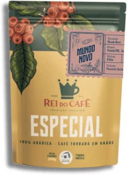 REI DO CAFÉ Café Especial Mundo Novo em Grãos 250g Serra da Canastra 100% Arábica Gourmet Torra Média Sabor Equilibrado