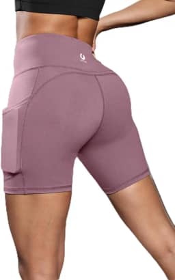 Short feminino de corrida para treino com bolsos profundos, cintura alta, controle de barriga, ioga, academia, elastano