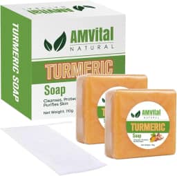 AMVital Sabonete em barra de açafrão para rosto e corpo - acne, manchas escuras, pele lisa, sabonete artesanal natural para todos os tipos de pele, barra corporal de açafrão para homens e mulheres