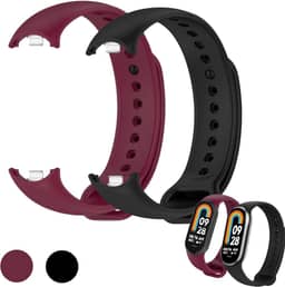 kIT 2 Pulseira para MI Band 8 Preto e Vinho Marsala Bracelete em Silicone TPU Regulavel Macia Confortavel e Regulagem para Vários Tamanhos