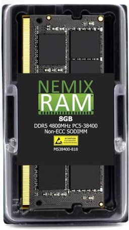 NEMIX RAM 8GB (1X8GB) DDR5 4800MHZ PC4-38400 Non-ECC SODIMM